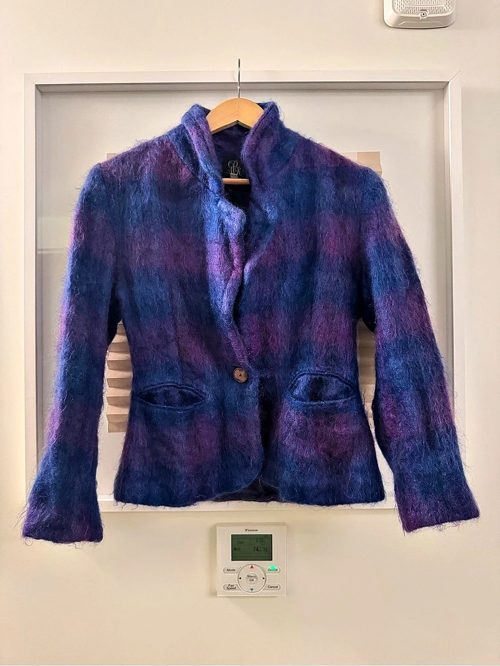 Vintage Mohair wool blend blue and purple blazer jacket